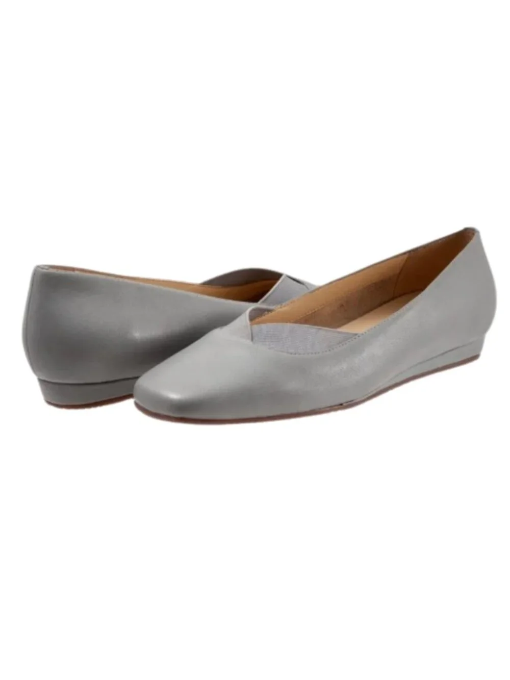 SoftWalk Vianna Women's Square-Toe Leather Loafer Flat - Misty Blue